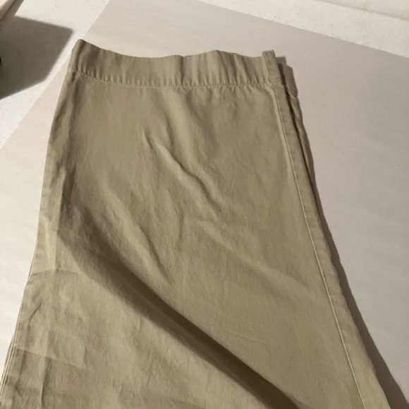 Tan Lands End Wide Leg Cropped Pants Size 18 Casual Beach Adjustable Waistband - Picture 2 of 8